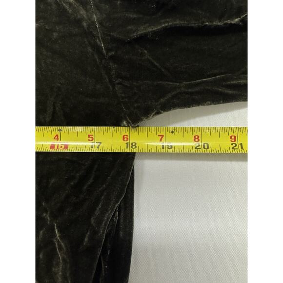 Theory Drawstring Velvet Pullover Long Sleeve Top Hunter Green Small Holiday - Picture 8 of 11